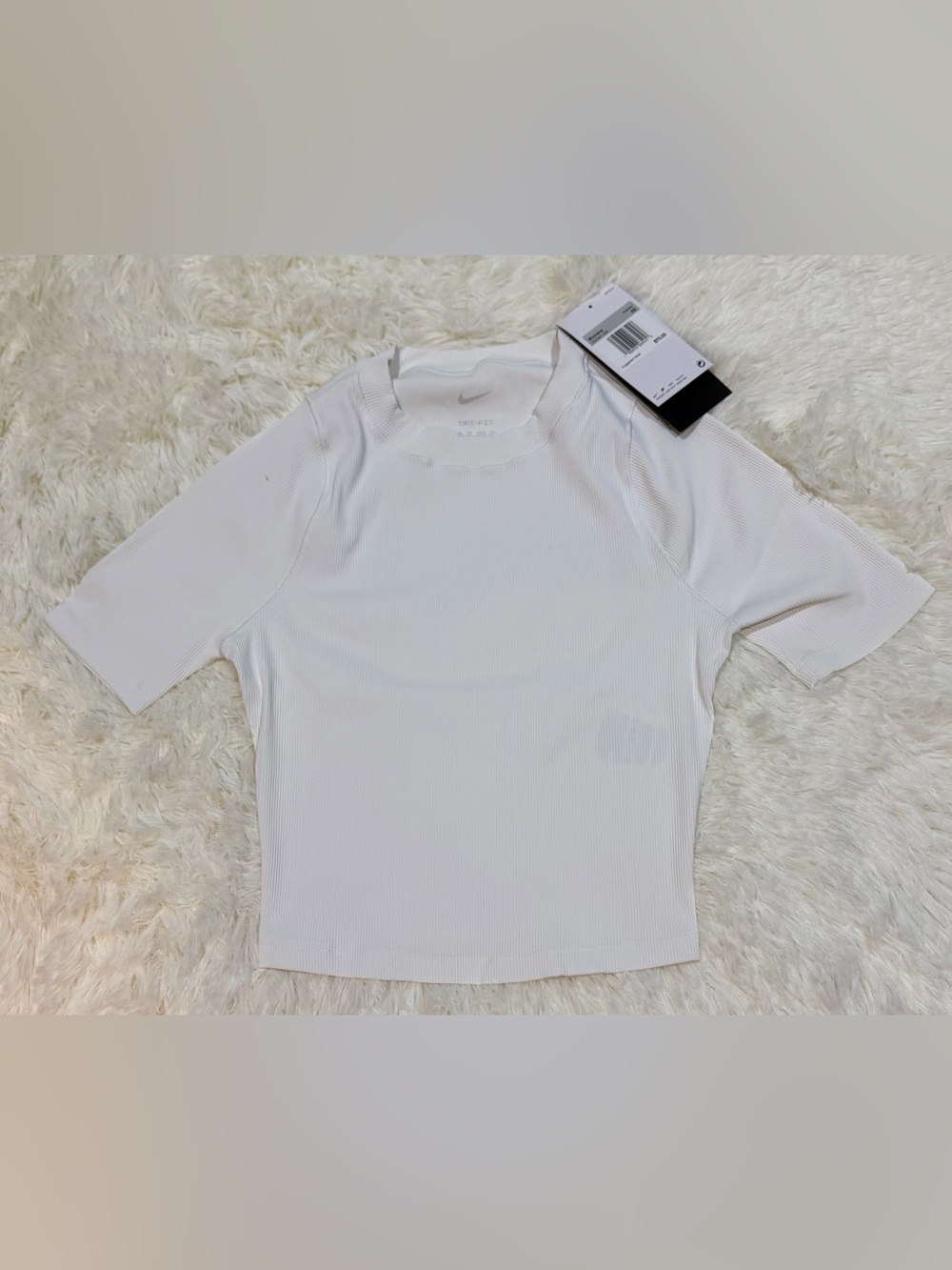 NEW! Women’s Nike Zenvy Rib Dri-FIT Cropped Training Short-Sleeve Top - Size XS - Picture 4 of 9